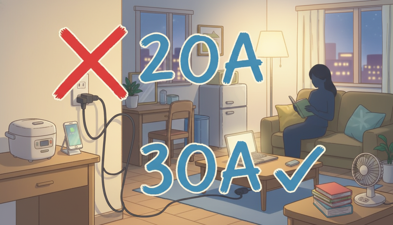 20アンペアは基本家電のみなら可能ですが30アンペアあると安心